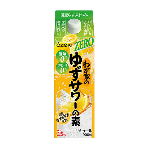 わが家のゆずサワーの素ＺＥＲＯ９００ｍｌ × ６本（１ケース）